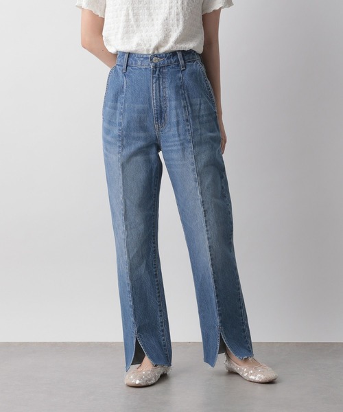「LOWRYS FARM」 デニムパンツ MEDIUM ベージュ レディース_画像3