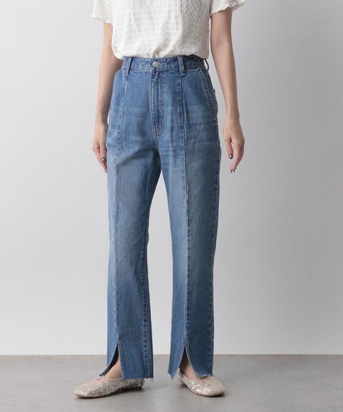 「LOWRYS FARM」 デニムパンツ MEDIUM ベージュ レディース_画像4