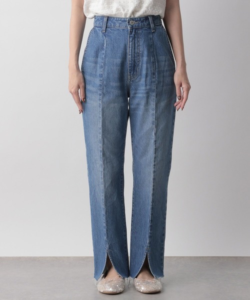 「LOWRYS FARM」 デニムパンツ MEDIUM ベージュ レディース_画像6