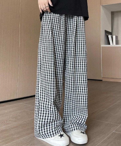 パンツ ナチュラルなギンガムチェックパンツ レディース
