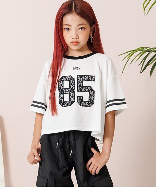 ★アルジー Tシャツ 140 algy（アルジー） tシャツ レースロゴT キッズ 子供服 女の子