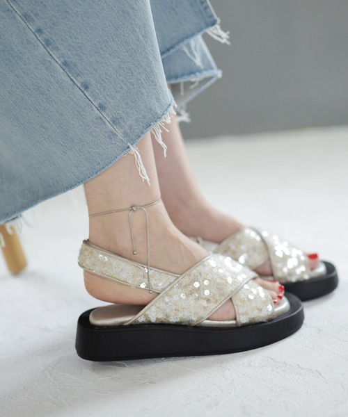 「SESTO」 フラットサンダル M アイボリー レディース_画像4