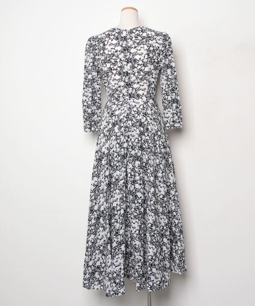 ✨美品 マリハ 春の月 ロング フレア ワンピース 花柄 マキシ丈