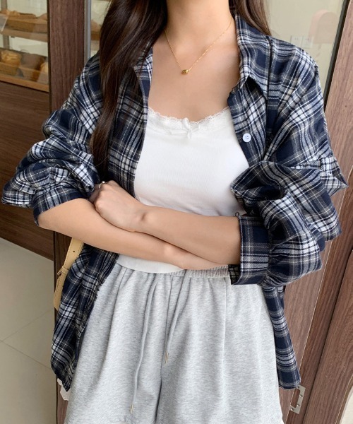 ReRe ブラウス シャツ チェック柄長袖シャツ レディース : ZOZOTOWN