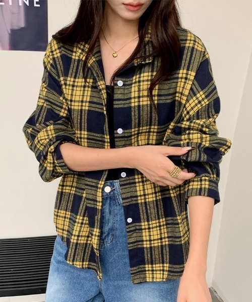 ReRe ブラウス シャツ チェック柄長袖シャツ レディース : ZOZOTOWN 