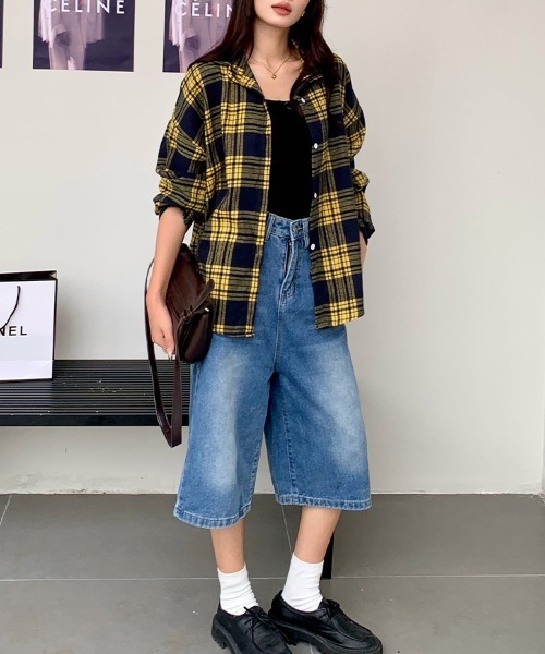 ReRe ブラウス シャツ チェック柄長袖シャツ レディース : ZOZOTOWN