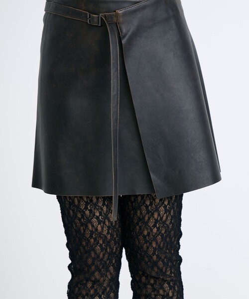 Edition（エディション） スカート クラッシュレザー ラップミニ