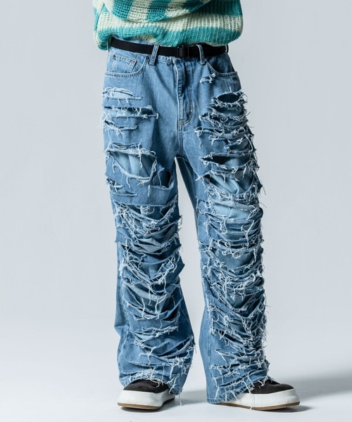 glamb（グラム） ダメージ加工デニムパンツ S ブルー メンズ