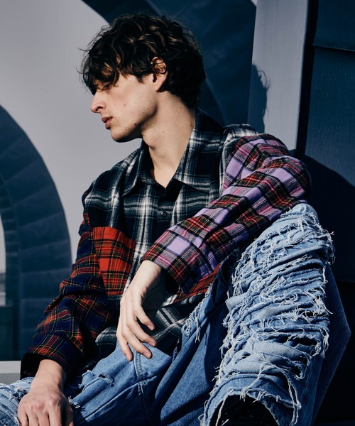 glamb（グラム） ダメージ加工デニムパンツ S ブルー メンズ