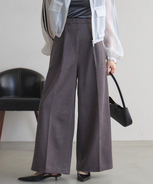 &. NOSTALGIA（ノスタルジア） パンツ ポンチスエードワイドパンツ