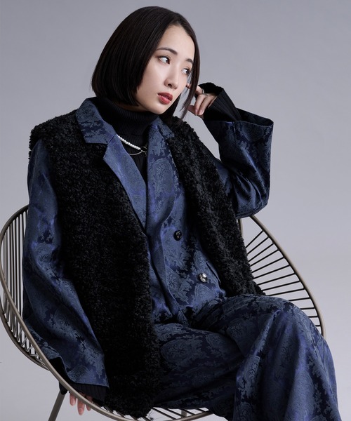 leur logette リアルファーベスト Ellno Loset（エルノロゼット） ベスト ジレ プードルファーベスト