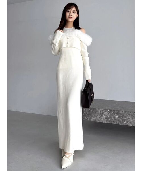新品/オフショルニット　ワンピース Jasmine】オフショルロングニットワンピース – 《公式》moremore