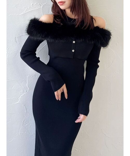 dazzlin（ダズリン） ワンピース オフショルファードッキングニット