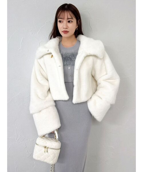 ♡ 美品【実物写真有】DIANTE ニットドッキングダウン HERENCIA（ヘレンチア）の「ジャージ ドッキング ロングリブ スタンド