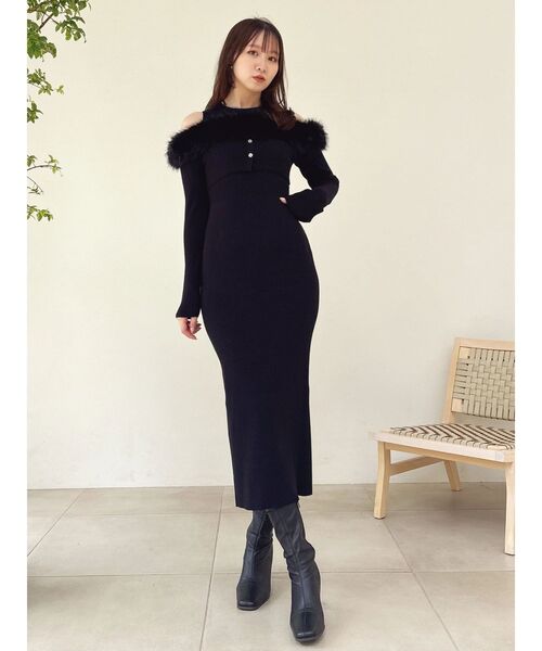 dazzlin（ダズリン） ワンピース オフショルファードッキングニット