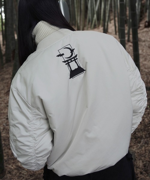 狐独 ブルゾン アウター ファイヤーマンバック刺繍MA-1ジャケット