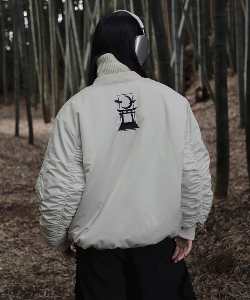 狐独 ブルゾン アウター ファイヤーマンバック刺繍MA-1ジャケット