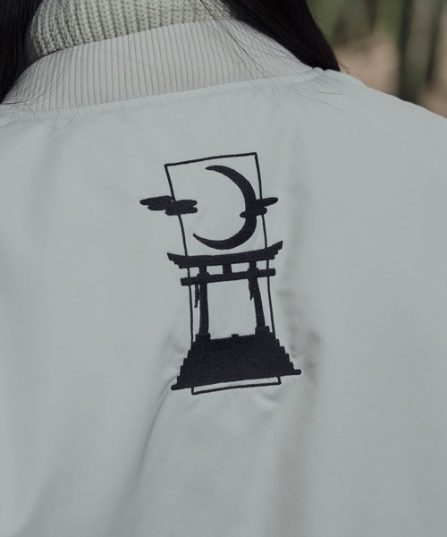 狐独 ブルゾン アウター ファイヤーマンバックル刺繍MA-1ジャケット