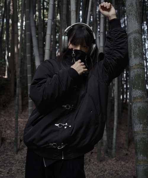 狐独 ブルゾン アウター ファイヤーマンバックル刺繍MA-1ジャケット