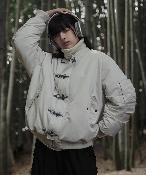 狐独 ブルゾン アウター ファイヤーマンバックル刺繍MA-1ジャケット