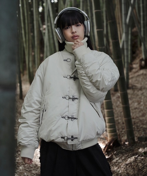 狐独 ブルゾン アウター ファイヤーマンバックル刺繍MA-1ジャケット