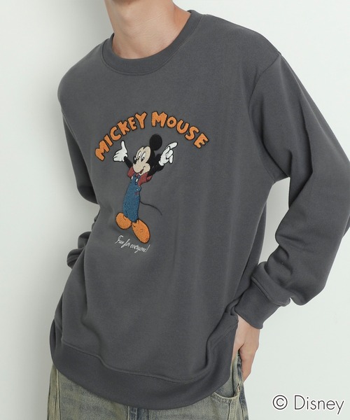 Disney（ディズニー） トレーナー スウェット ∴WEGO/MICKEYサガラ刺繍