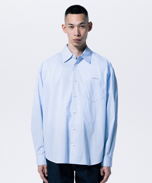 シャツ numerals softhyphen typewriter basic shirt Big Shirt - Organic Cotton Hemp Typewriter Cloth, White