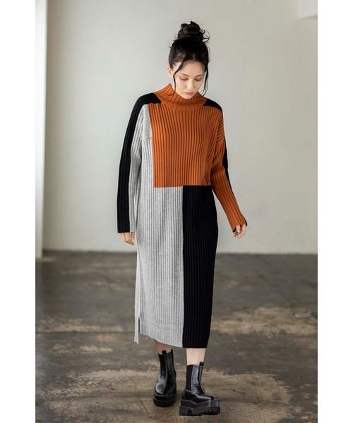 「OSMOSIS」 ニットワンピース ONE SIZE オレンジ レディース_画像2