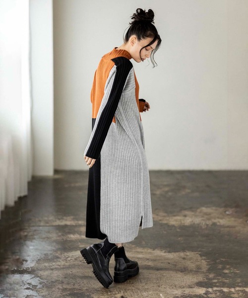 「OSMOSIS」 ニットワンピース ONE SIZE オレンジ レディース_画像3