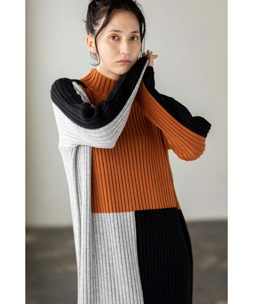 「OSMOSIS」 ニットワンピース ONE SIZE オレンジ レディース_画像6