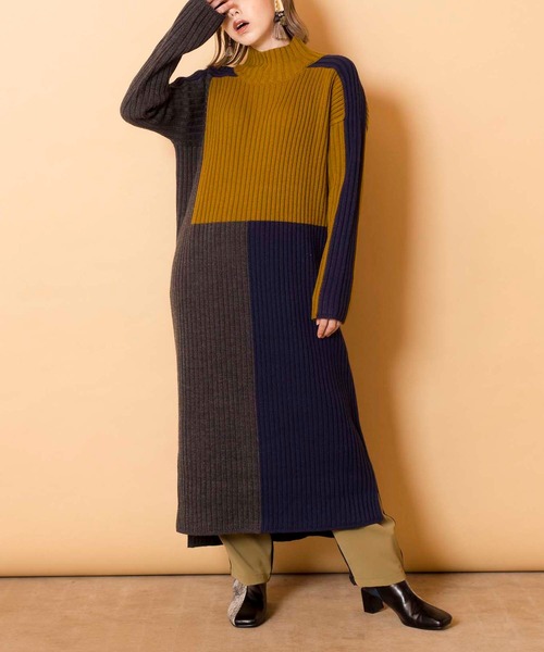 「OSMOSIS」 ニットワンピース ONE SIZE オレンジ レディース_画像9