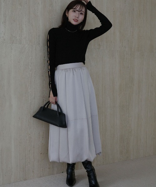 anuans（アニュアンス） スカート アセライクサテンバルーンスカート