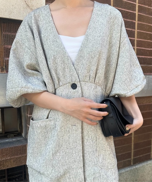 lawgy（ラウジー） ノーカラージャケット FREE グレー レディース