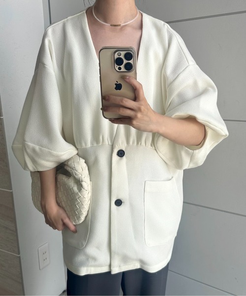 lawgy（ラウジー） ノーカラージャケット FREE グレー レディース