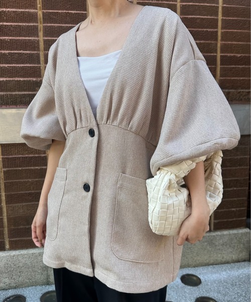 lawgy（ラウジー） ノーカラージャケット FREE グレー レディース