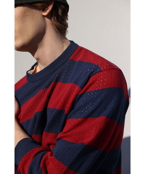 BEAMS+（ビームスプラス） セーター ニット Crew Rugger Stripe メンズ