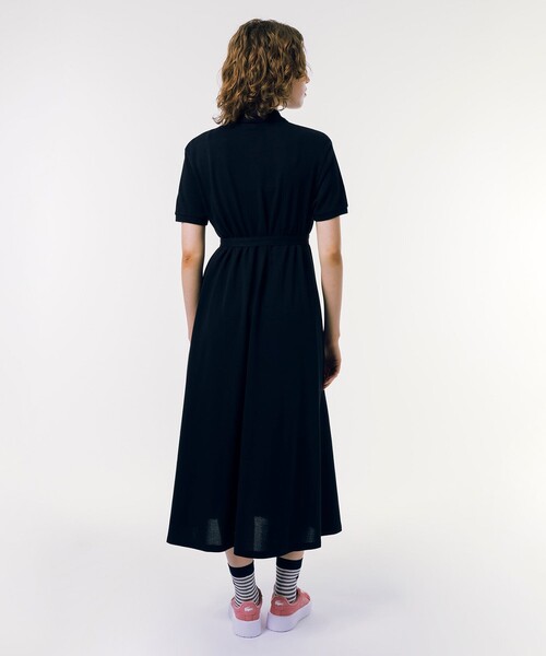 「LACOSTE」 半袖ワンピース 38 ネイビー レディースの画像