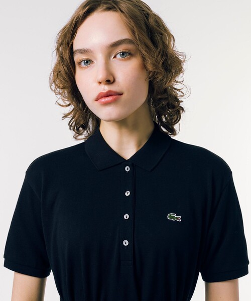「LACOSTE」 半袖ワンピース 38 ネイビー レディースの画像