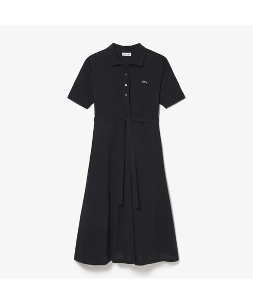 「LACOSTE」 半袖ワンピース 38 ネイビー レディースの画像