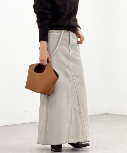 RIVE DROITE デニムスカート サイズ38 RIVE DROITE（リヴドロワ） デニムスカート 38 ライトグレー