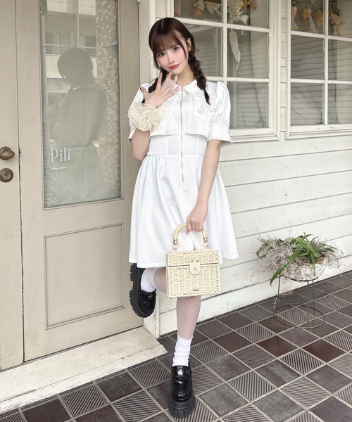 one way ワンピース one way（ワンウェイ） ワンピース レイヤードフロントジップ