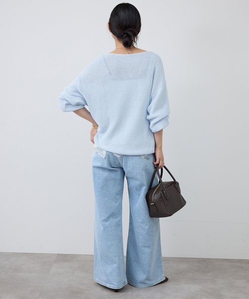 SLOBE IENA スローブイエナ 別注 ニット ピンク 定価16,280円 SLOBE IENA（スローブイエナ） ニット セーター 「追加」リネン混畦