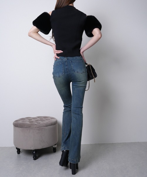 「LIPSERVICE」 ブーツカットデニムパンツ X-SMALL インディゴブルー レディース_画像7