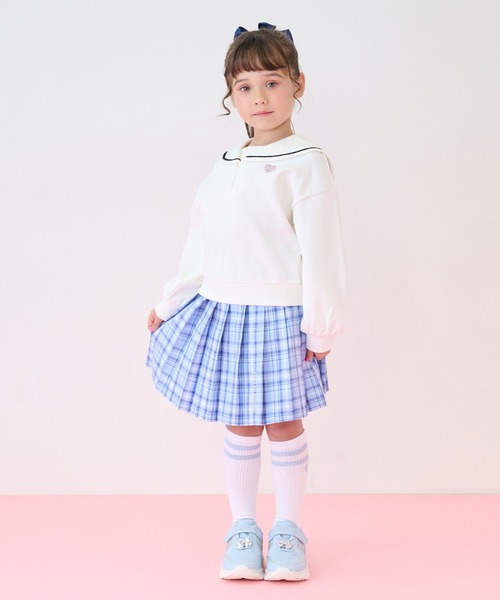 mezzo piano ハーフパンツ パンツ チェック プリーツスカパン キッズ