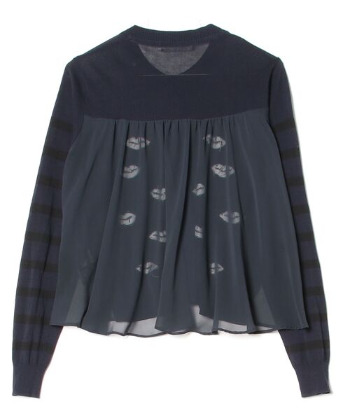 「MUVEIL WORK」 刺繍ニットカーディガン 38 ネイビー レディース_画像2