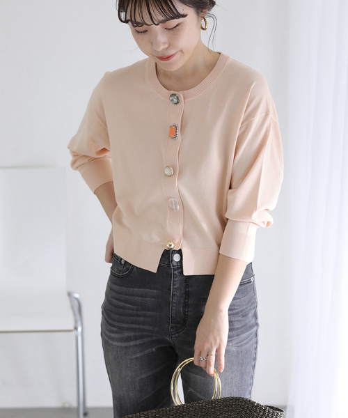新品☆TORRAZZO DONNAビジュー　クリスタル　ボタン　カーディガン torrazzo donna（トラッゾドンナ）】ビジューカーディガン | nulla online
