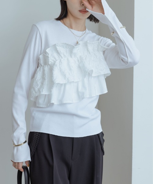 「Eimee Law」 長袖カットソー 38 オフホワイト レディースの画像