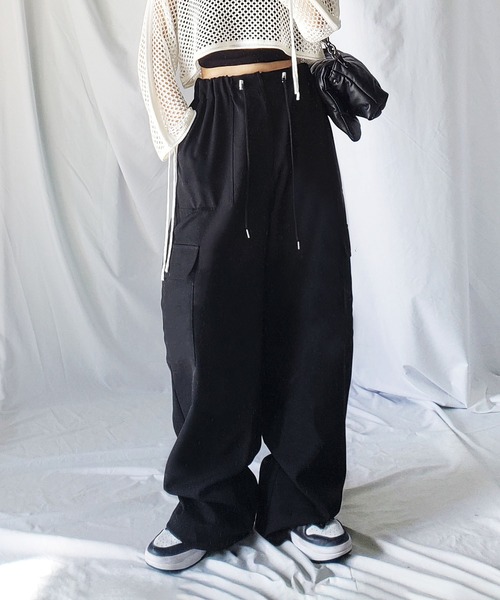 「me+em select」 カーゴパンツ MEDIUM ブラック レディース_画像7