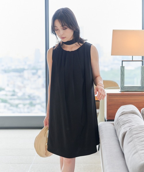 ワンピース サテンタックボリュームミニワンピース : ZOZOTOWN Yahoo