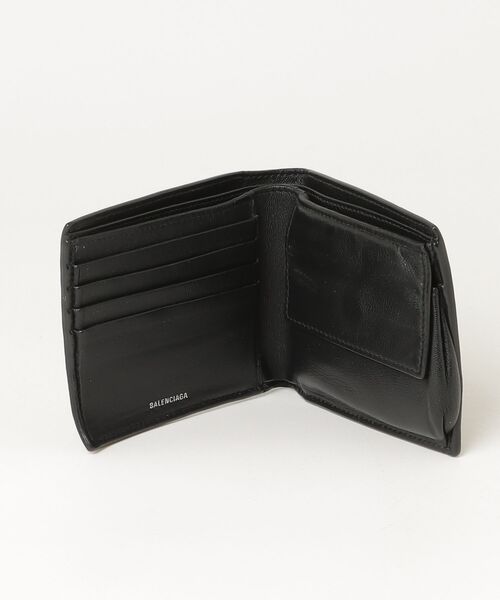 BALENCIAGA バレンシアガ レザー 2つ折り コンパクト財布 ブラック BALENCIAGA（バレンシアガ） レザー 2つ折り財布 - ブラック メンズ